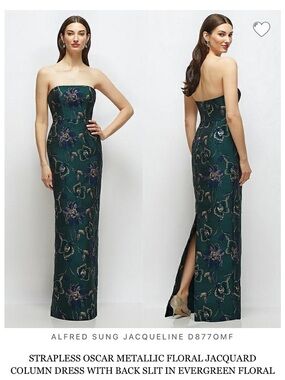 Evergreen Floral Strapless Evening Gown